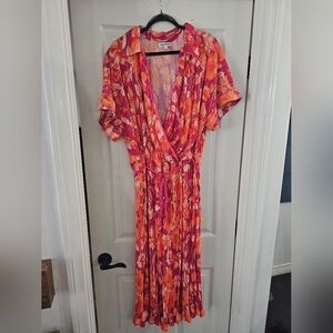 Vibrant Faux Wrap Dress